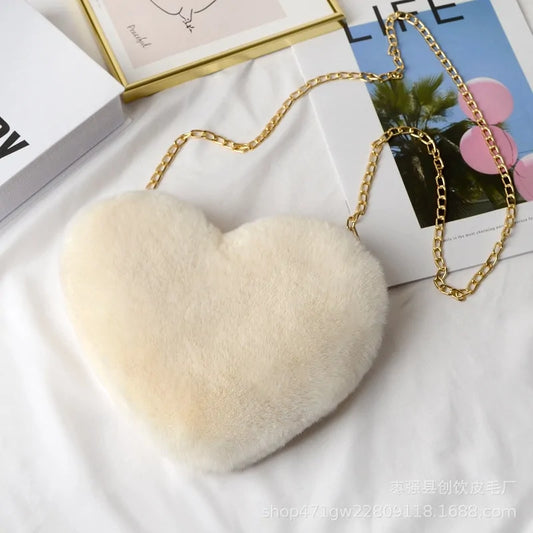 Chic Heart Faux Fur Wallet Crossbody